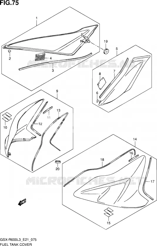 FUEL TANK COVER (GSX-R600UFL3 E21) Suzuki MOTO 600 GSX-R 2013  GSX-R600 L3 (E21)