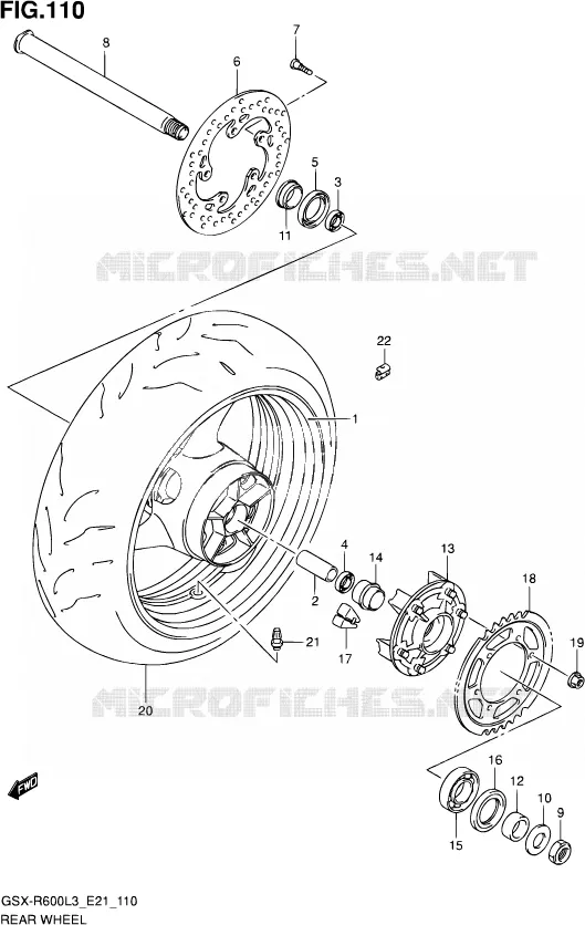 REAR WHEEL Suzuki MOTO 600 GSX-R 2013  GSX-R600 L3 (E24)