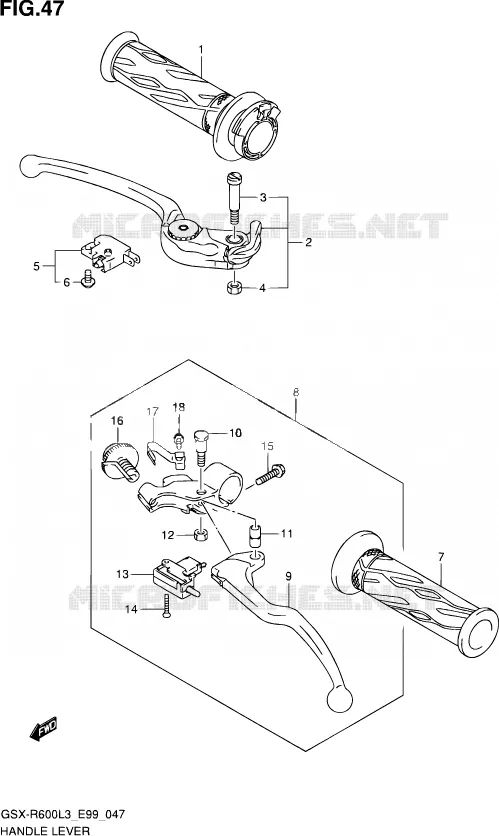 HANDGRIPS - LEVERS  Suzuki MOTO 600 GSX-R 2013  GSX-R600 L3 (E99)