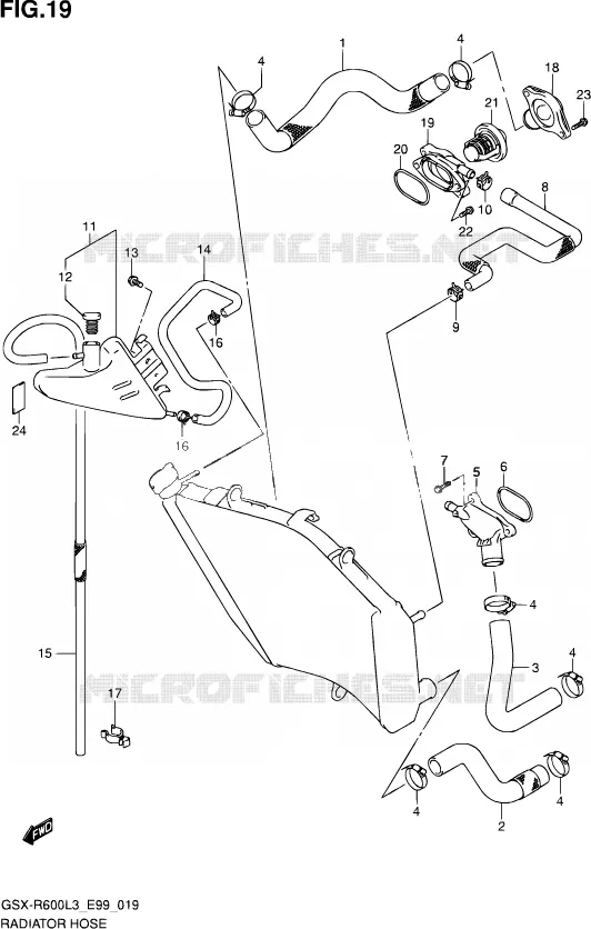 RADIATOR HOSE - EXPANSION TANK Suzuki MOTO 600 GSX-R 2013  GSX-R600 L3 (E99)