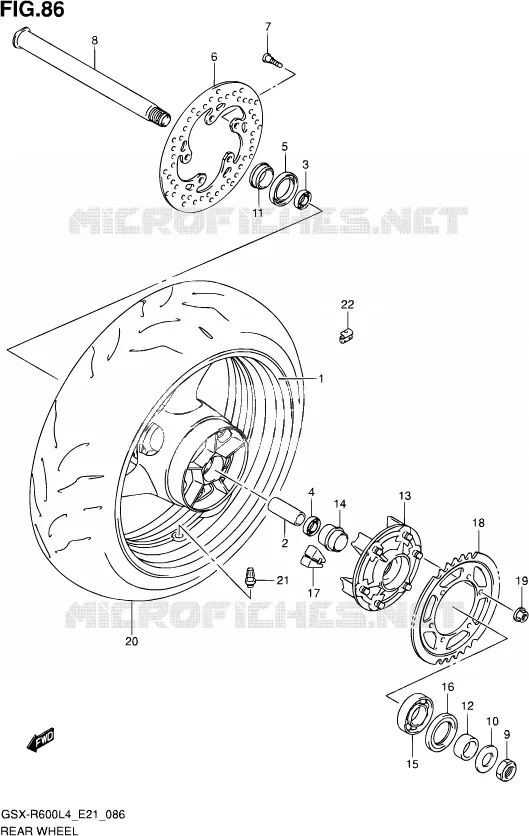 REAR WHEEL Suzuki MOTO 600 GSX-R 2014  GSX-R600 L4 (E21)