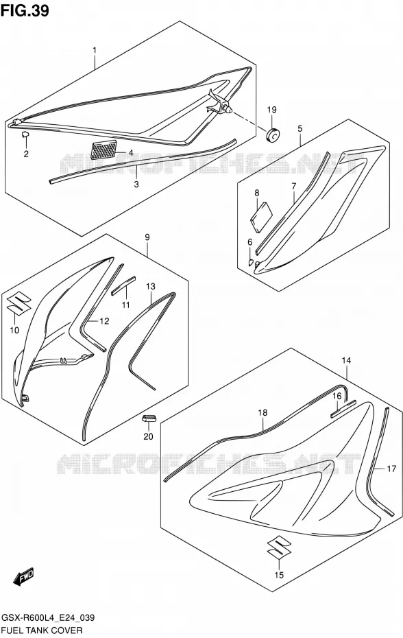FUEL TANK COVER Suzuki MOTO 600 GSX-R 2014  GSX-R600 L4 (E24)