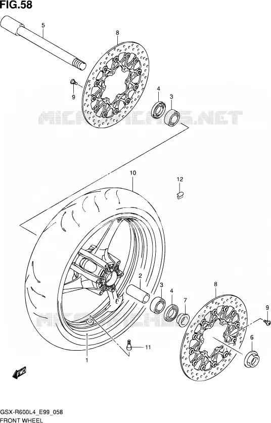FRONT WHEEL Suzuki MOTO 600 GSX-R 2014  GSX-R600 L4 (E99)