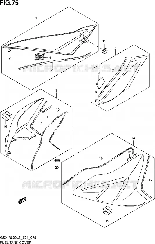 FUEL TANK COVER (GSX-R600UFL3 E21) Suzuki MOTO 600 GSX-R 2013  GSX-R600UE L3 (E21)