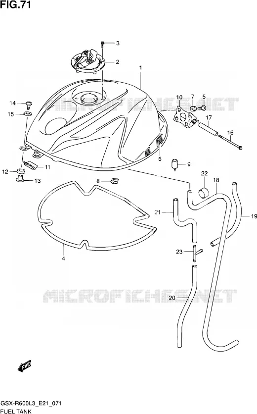 FUEL TANK (GSX-R600UFL3 E21) Suzuki MOTO 600 GSX-R 2013  GSX-R600UE L3 (E21)