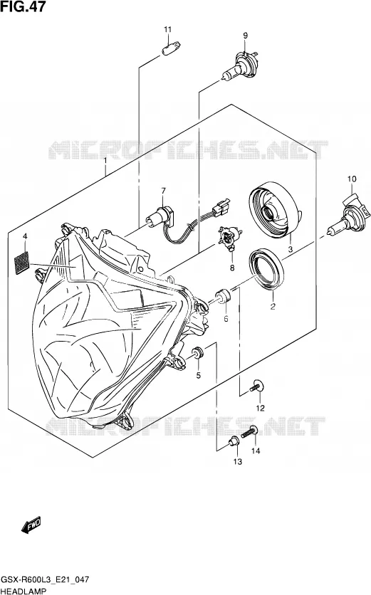 HEAD LAMP (GSX-R600UEL3 E21) Suzuki MOTO 600 GSX-R 2013  GSX-R600UE L3 (E21)