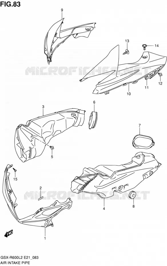 AIR INTAKE PIPE (GSX-R600L2 E21) Suzuki MOTO 600 GSX-R 2012  GSX-R600UFL2(E21)