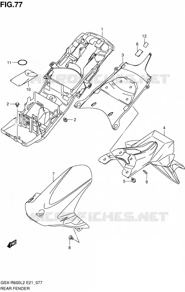 REAR FEDNER (GSX-R600UEL2 E21) Suzuki MOTO 600 GSX-R 2012  GSX-R600UFL2(E21)