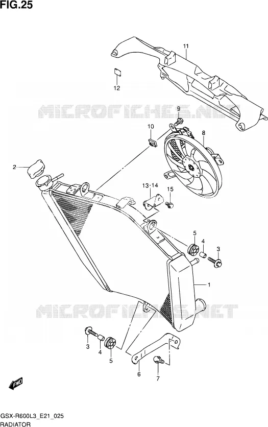 RADIATOR (GSX-R600L3 E24) Suzuki MOTO 600 GSX-R 2013  GSX-R600UF L3 (E21)
