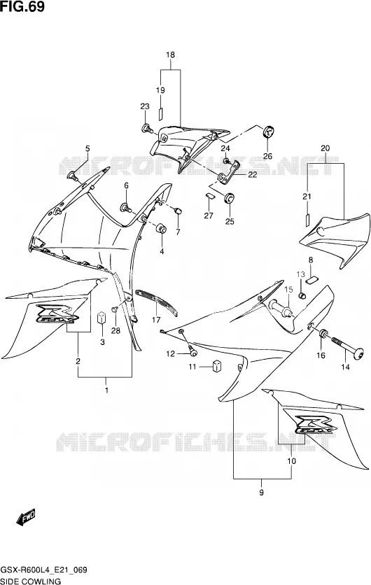 SIDE FAIRING (AGQ) Suzuki MOTO 600 GSX-R 2014  GSX-R600UF L4 (E21)