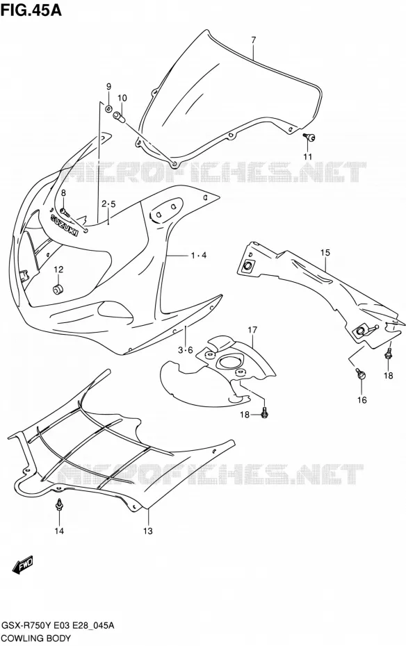 FAIRING (MODELE K1) Suzuki MOTO 750 GSX-R 2001  GSX-R750K1(E03,E28,E33)