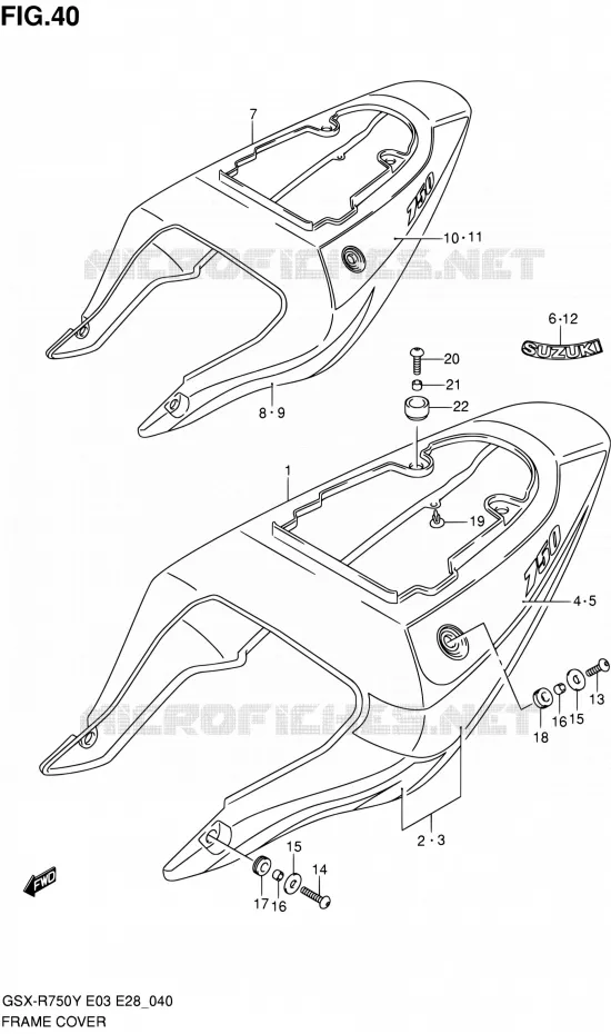 FAIRING  (MODELE Y) Suzuki MOTO 750 GSX-R 2002  GSX-R750K2(E03,E28,E33)