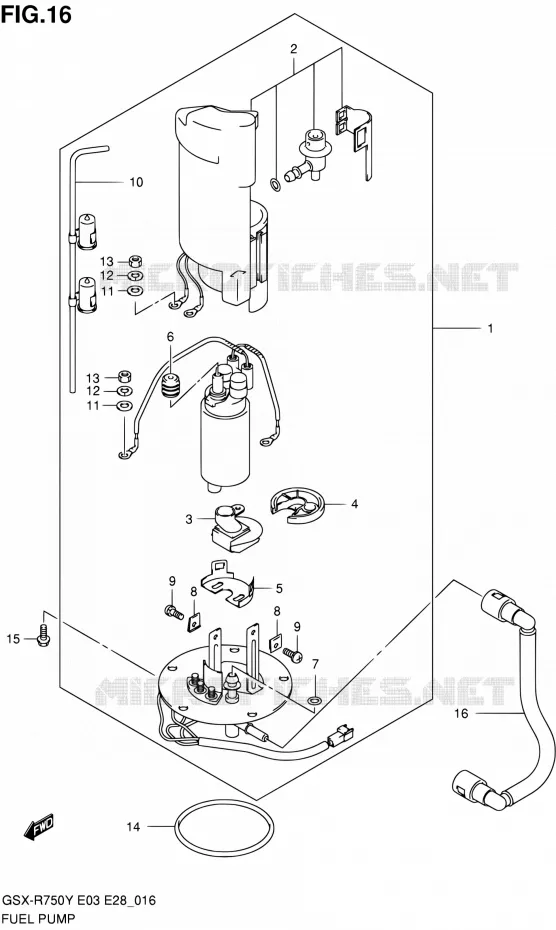 FUEL PUMP (MODELE Y/K1) Suzuki MOTO 750 GSX-R 2003  GSX-R750K3(E03,E28,E33)