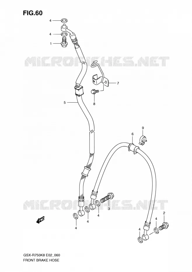 FRONT BRAKE HOSE Suzuki MOTO 750 GSX-R 2008  GSX-R750 K8 (E02,E19)