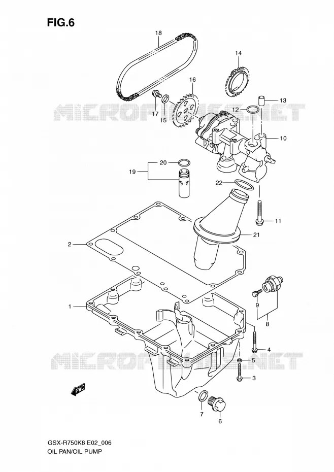 OIL PAN - OIL PUMP Suzuki MOTO 750 GSX-R 2008  GSX-R750 K8 (E02,E19)