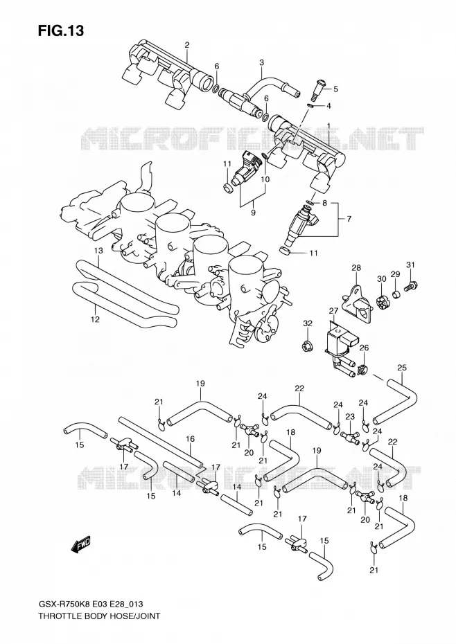 THROTTLE BODY Suzuki MOTO 750 GSX-R 2008  GSX-R750 K8 (E03,E28,E33)