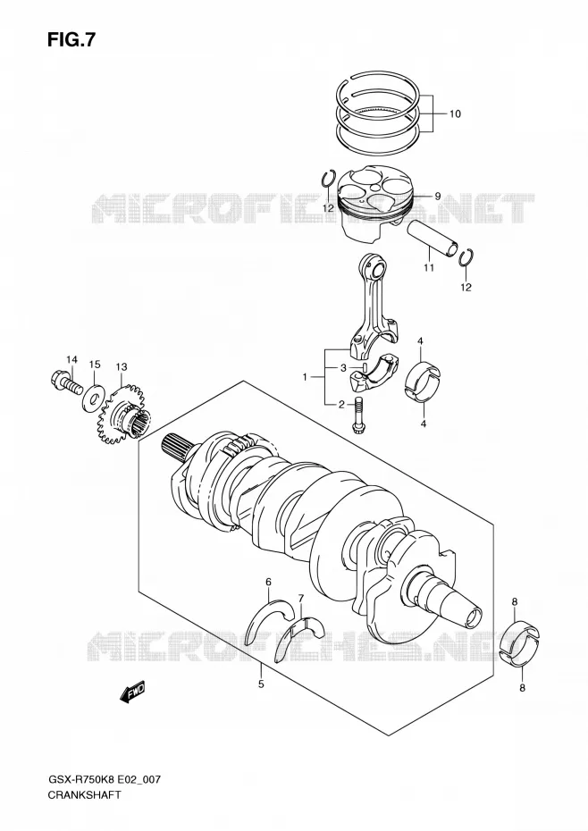 CRANKSHAFT Suzuki MOTO 750 GSX-R 2008  GSX-R750K8(E24)