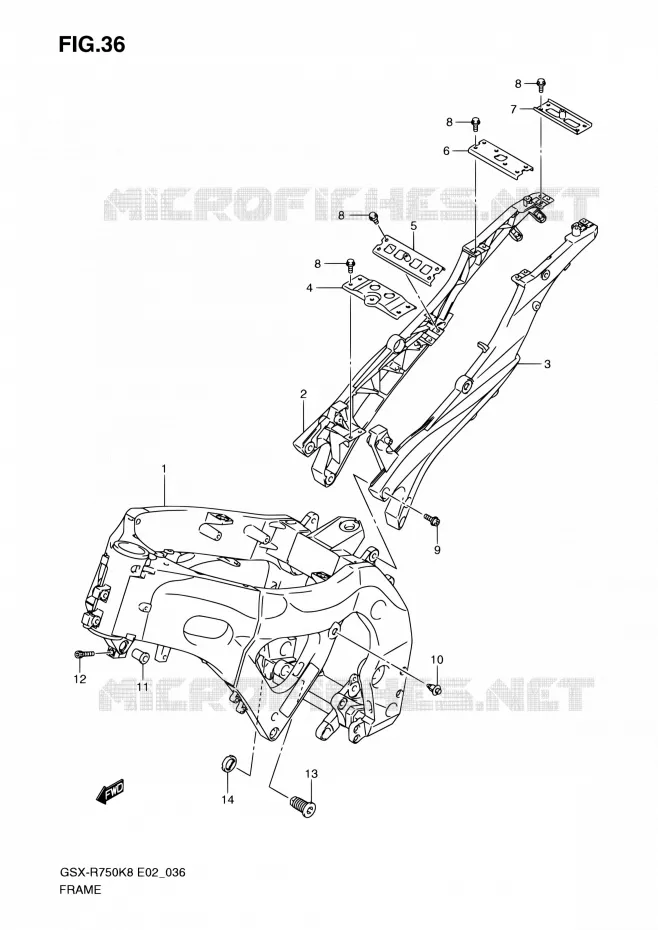FRAME (MODEL K8/K9) Suzuki MOTO 750 GSX-R 2009  GSX-R750K9(E19)