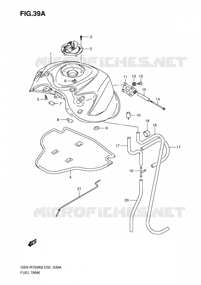 FUEL TANK (MODEL K9) Suzuki MOTO 750 GSX-R 2009  GSX-R750K9(E19)