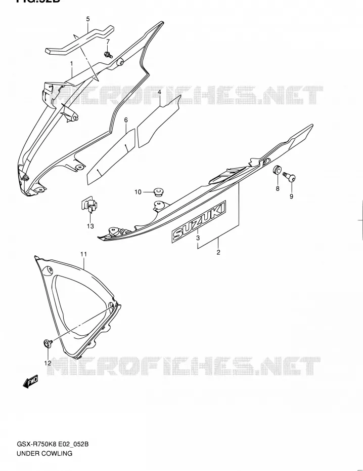 LOWER FAIRING (MODEL L0) Suzuki MOTO 750 GSX-R 2010  GSX-R750L0(E24)