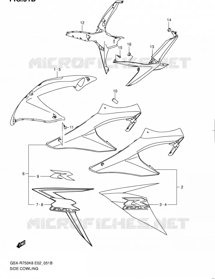 SIDE FAIRING (MODEL L0) Suzuki MOTO 750 GSX-R 2010  GSX-R750L0(E24)