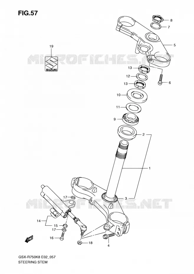 STEERING COLUMN Suzuki MOTO 750 GSX-R 2010  GSX-R750L0(E24)