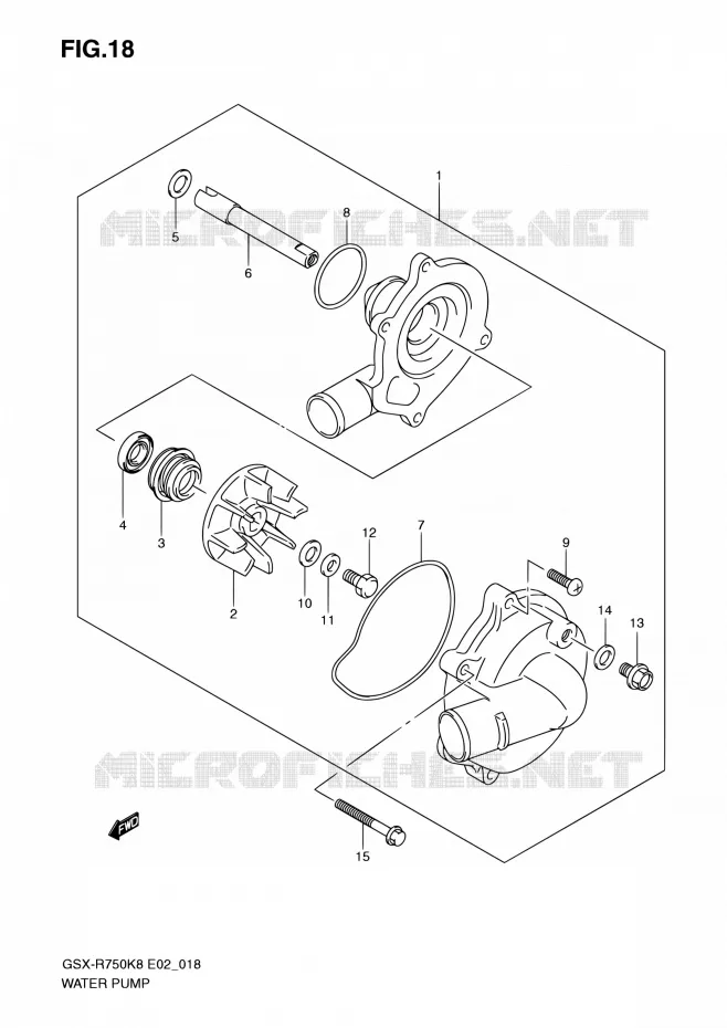WATER PUMP Suzuki MOTO 750 GSX-R 2010  GSX-R750L0(E24)