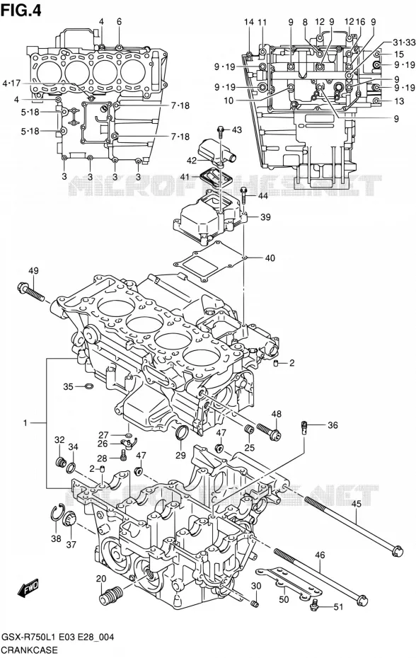CRACKCASE COVER Suzuki MOTO 750 GSX-R 2011  GSX-R750 L1 (E03,E28,E33)