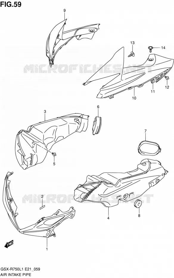 AIR INTAKE PIPE Suzuki MOTO 750 GSX-R 2011  GSX-R750L1(E24)