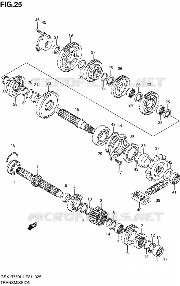 TRANSMISSION Suzuki MOTO 750 GSX-R 2011  GSX-R750L1(E24)