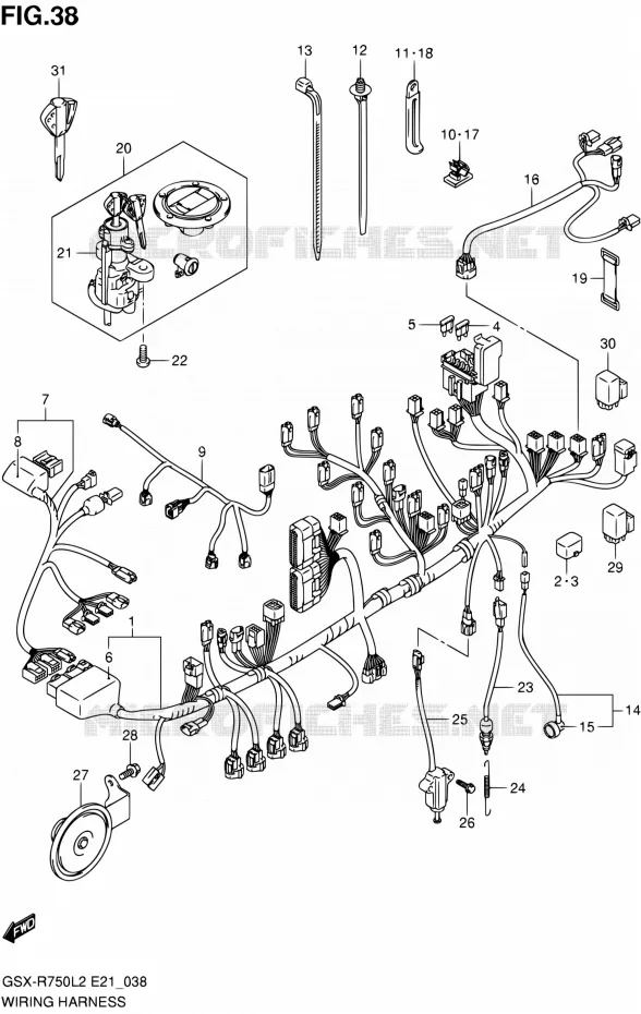 WIRING HARNESS (GSX-R750L2 E21) Suzuki MOTO 750 GSX-R 2012  GSX-R750L2(E21)