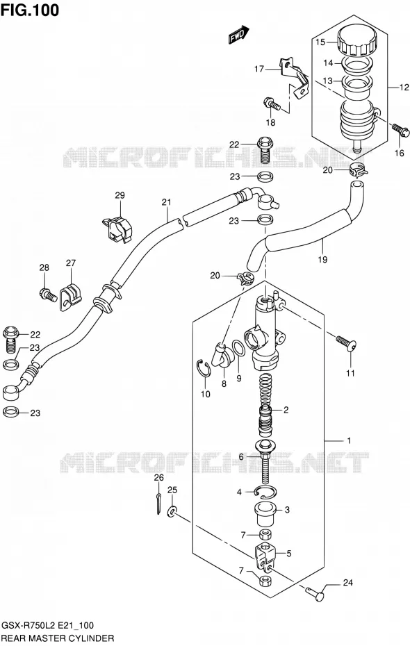 REAR BRAKE MASTER CYLINDER Suzuki MOTO 750 GSX-R 2012  GSX-R750L2(E24)