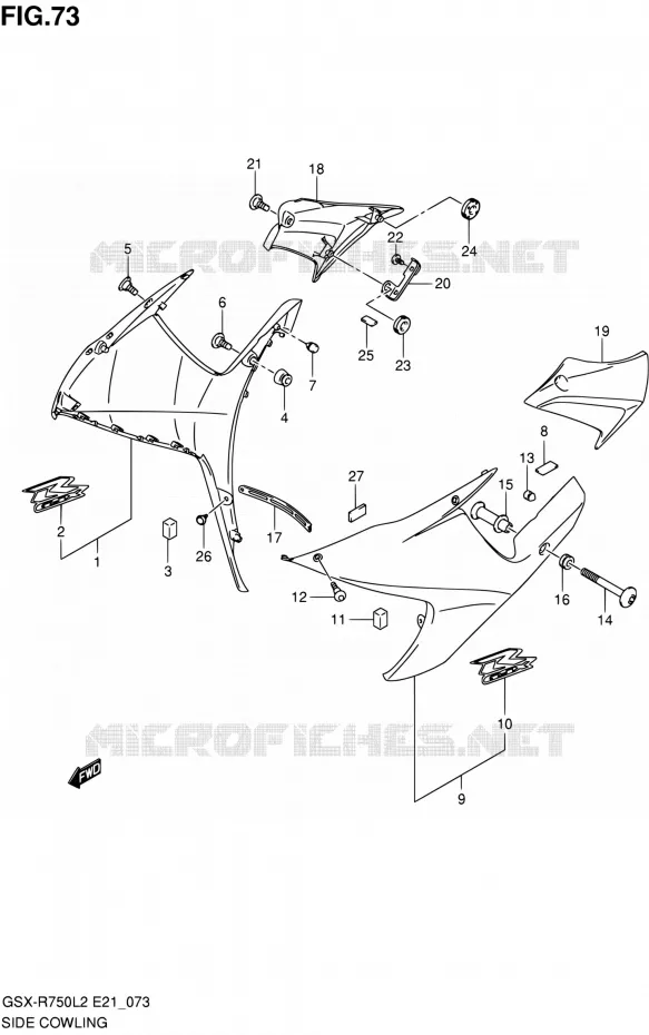 SIDE FAIRING (GSX-R750L2 E21:GLR) Suzuki MOTO 750 GSX-R 2012  GSX-R750L2(E24)