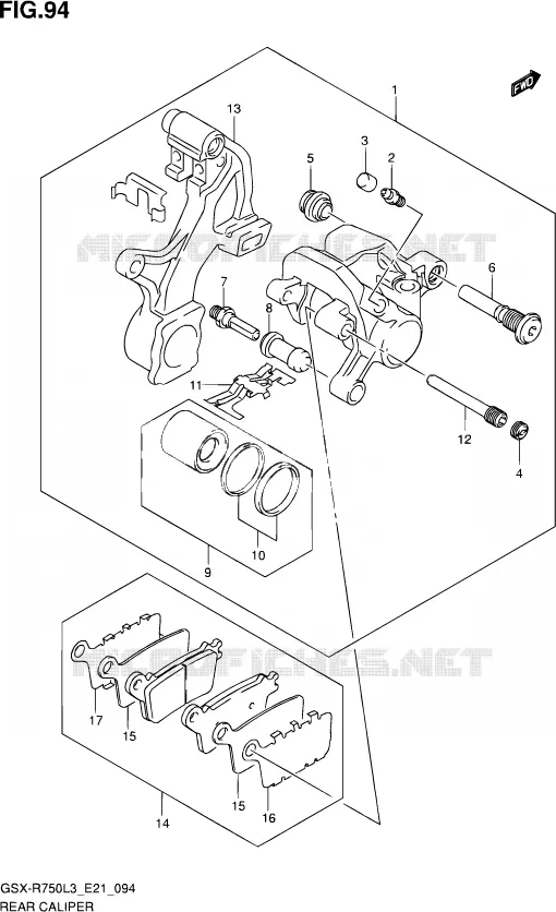REAR CALIPER Suzuki MOTO 750 GSX-R 2013  GSX-R750 L3 (E21)