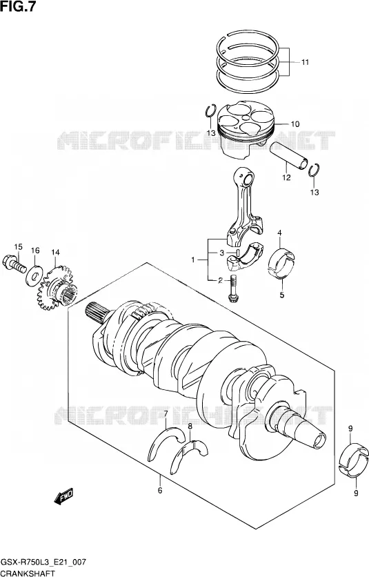 CRANKSHAFT Suzuki MOTO 750 GSX-R 2013  GSX-R750 L3 (E24)