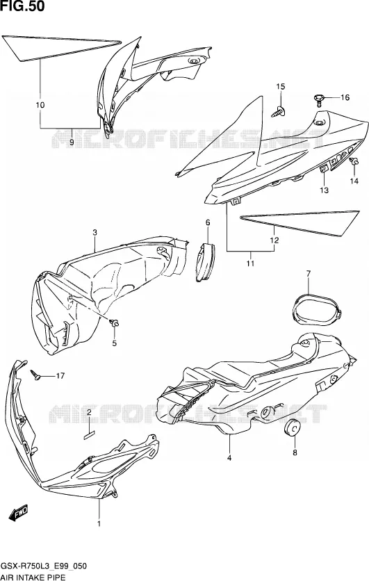 AIR INTAKE PIPE (AA3) Suzuki MOTO 750 GSX-R 2013  GSX-R750 L3 (E99)
