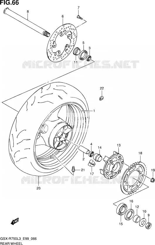 REAR WHEEL Suzuki MOTO 750 GSX-R 2013  GSX-R750 L3 (E99)