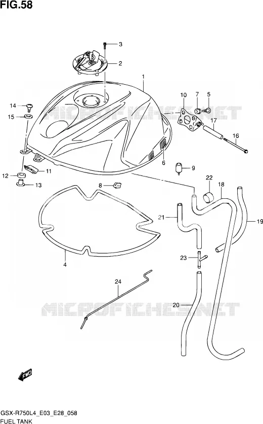 FUEL TANK (GSX-R750L4 E28) Suzuki MOTO 750 GSX-R 2014  GSX-R750 L4 (E03,E28,E33)