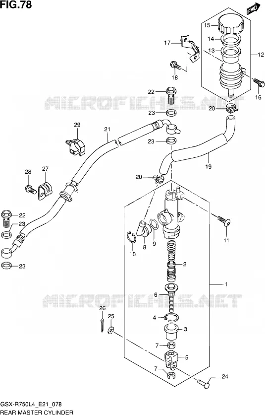 REAR BRAKE MASTER CYLINDER Suzuki MOTO 750 GSX-R 2014  GSX-R750 L4 (E21)