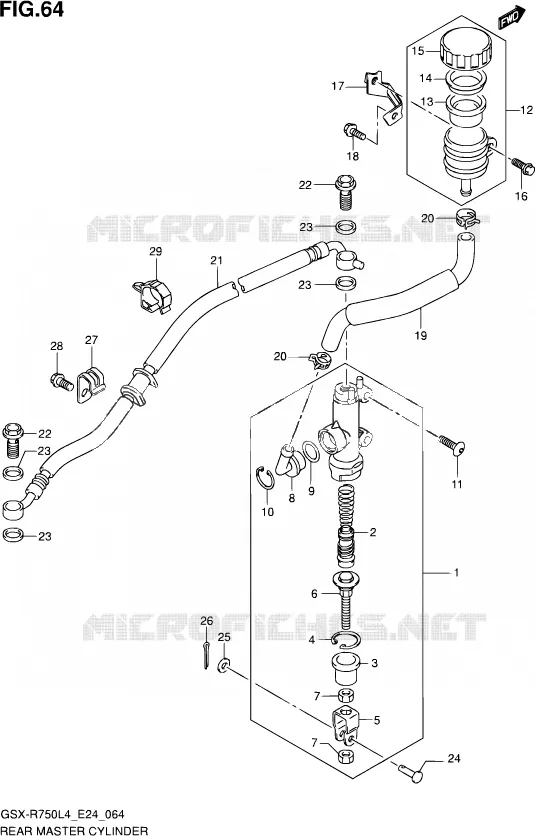 REAR BRAKE MASTER CYLINDER Suzuki MOTO 750 GSX-R 2014  GSX-R750 L4 (E24)