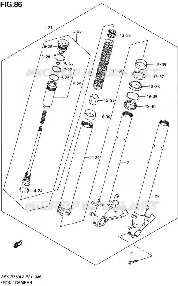 FRONT FORK Suzuki MOTO 750 GSX-R 2012  GSX-R750UFL2(E21)