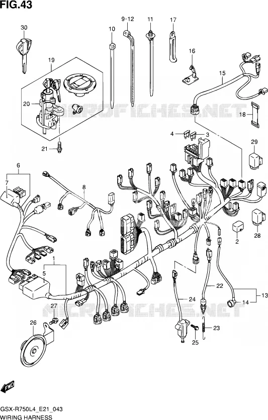 WIRING HARNESS (GSX-R750UFL4 E21) Suzuki MOTO 750 GSX-R 2014  GSX-R750UF L4 (E21)