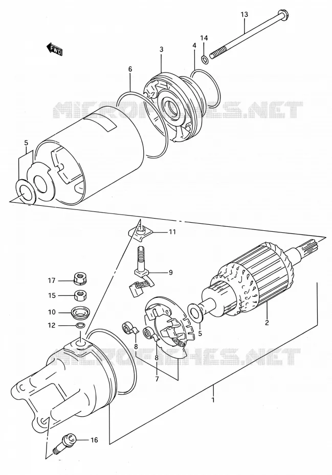 STARTER MOTOR (MODELE N/P) Suzuki MOTO 750 GSX-R 1992  GSX-R750W N (E03,E28,E33)