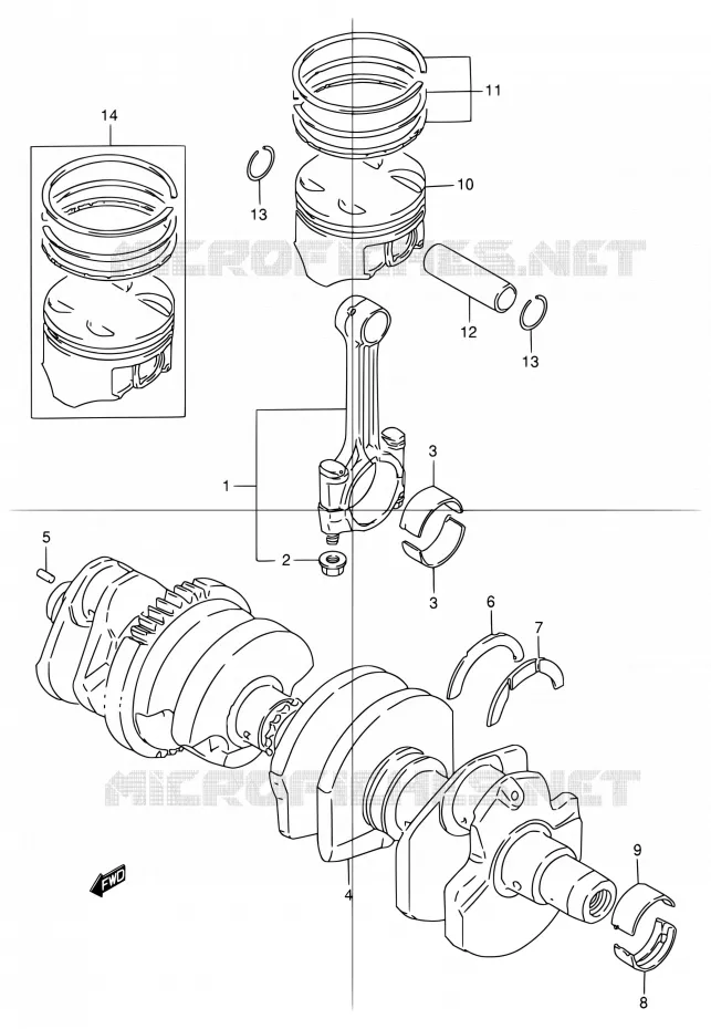 CRANKSHAFT Suzuki MOTO 1200 GSX 2001  GSX1200K1
