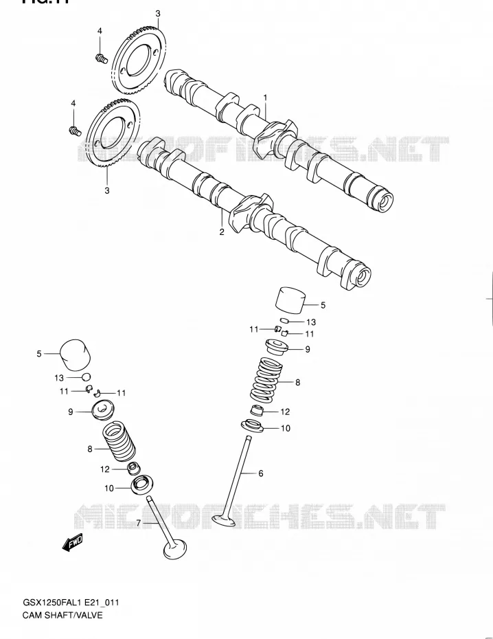 CAMSHAFT - VALVES Suzuki MOTO 1250 GSX-F 2011  GSX1250FAL1(E24)