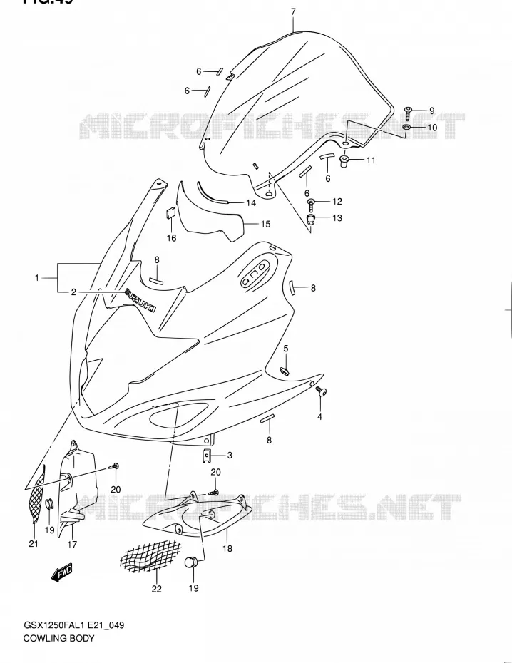 FAIRING Suzuki MOTO 1250 GSX-F 2011  GSX1250FAL1(E24)