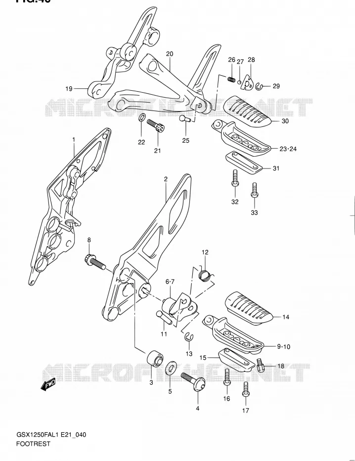 FOOTREST Suzuki MOTO 1250 GSX-F 2011  GSX1250FAL1(E24)