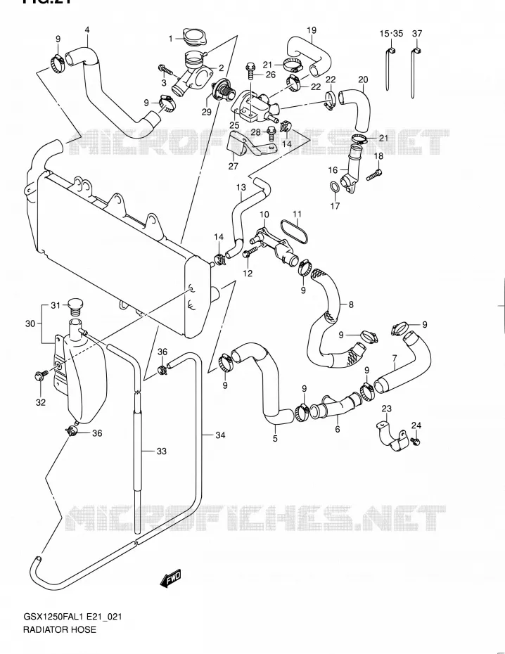 RADIATOR HOSE - EXPANSION TANK Suzuki MOTO 1250 GSX-F 2011  GSX1250FAL1(E24)