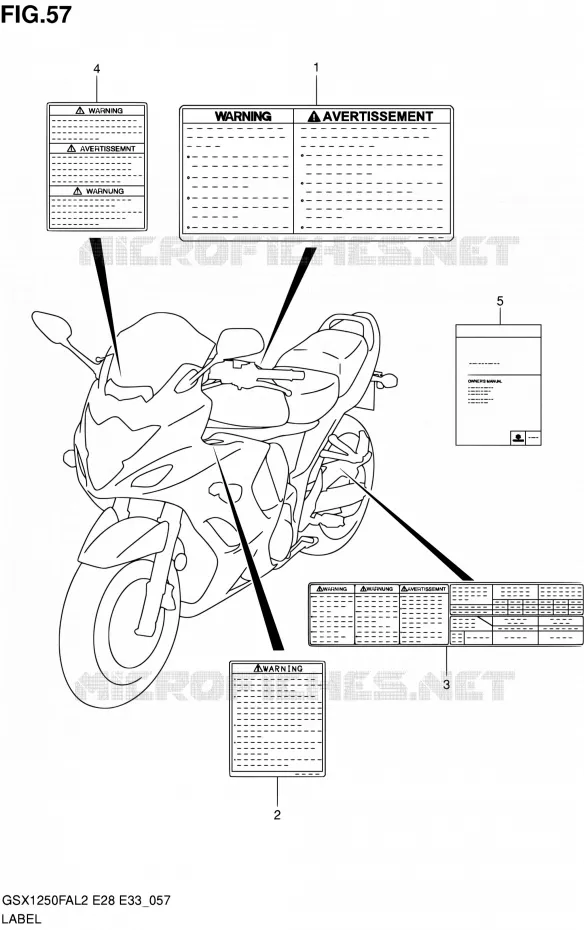 LABEL (GSX1250FAL2 E28) Suzuki MOTO 1250 GSX-F 2012  GSX1250FAL2(E03,E28,E33)