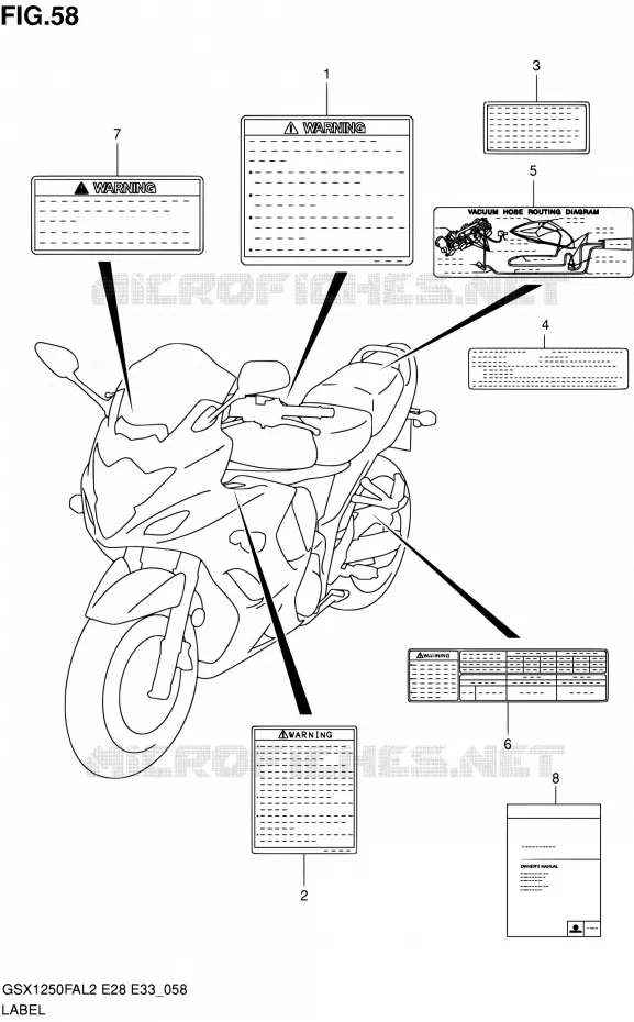LABEL (GSX1250FAL2 E33) Suzuki MOTO 1250 GSX-F 2012  GSX1250FAL2(E03,E28,E33)
